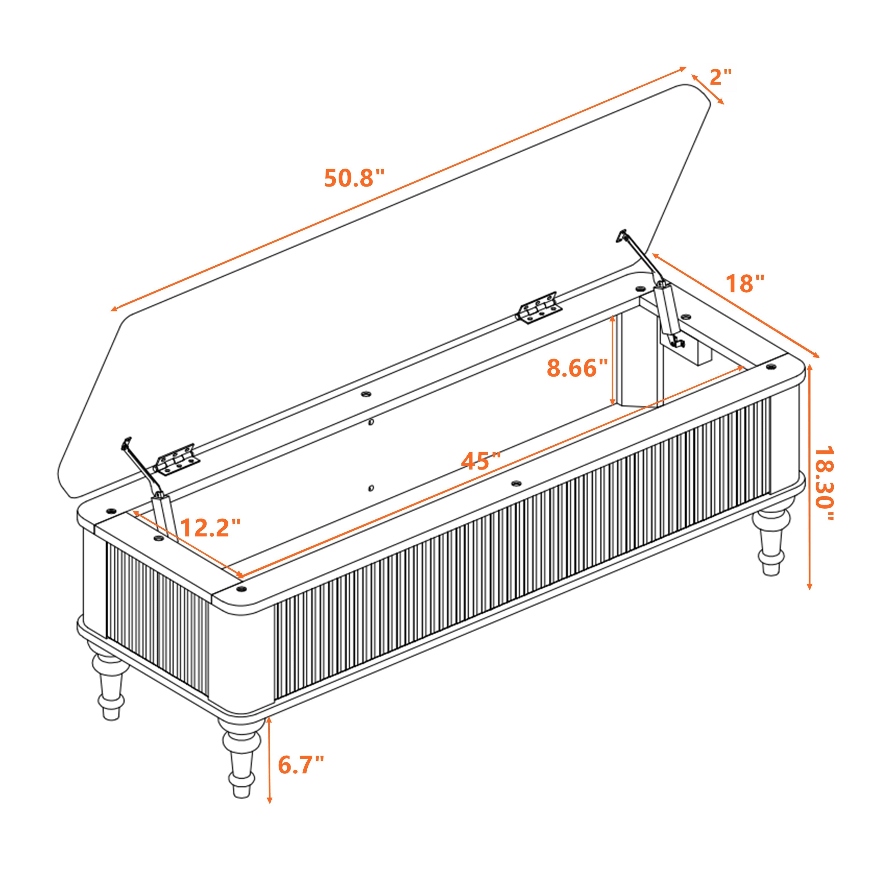 50.8-Inch Multi-Functional Storage Ottoman Bench