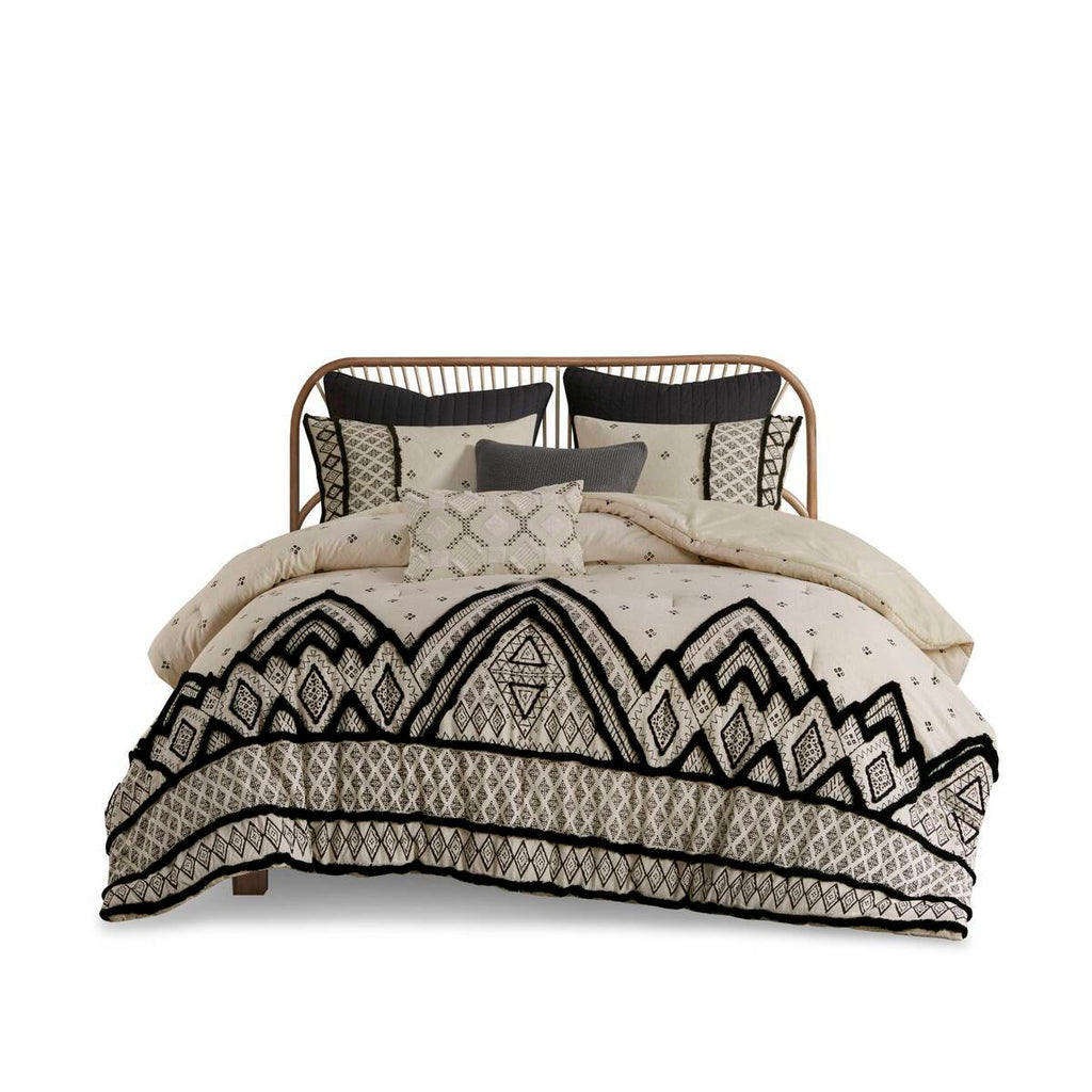 3 Piece Cotton and Flax Linen Blend Comforter Set Natural King/Cal King
