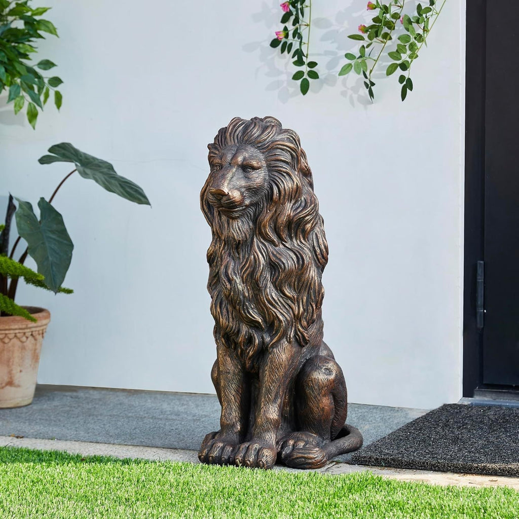 20.5" Resin Lion Statue, Outdoor and Indoor Decorative Sculpture