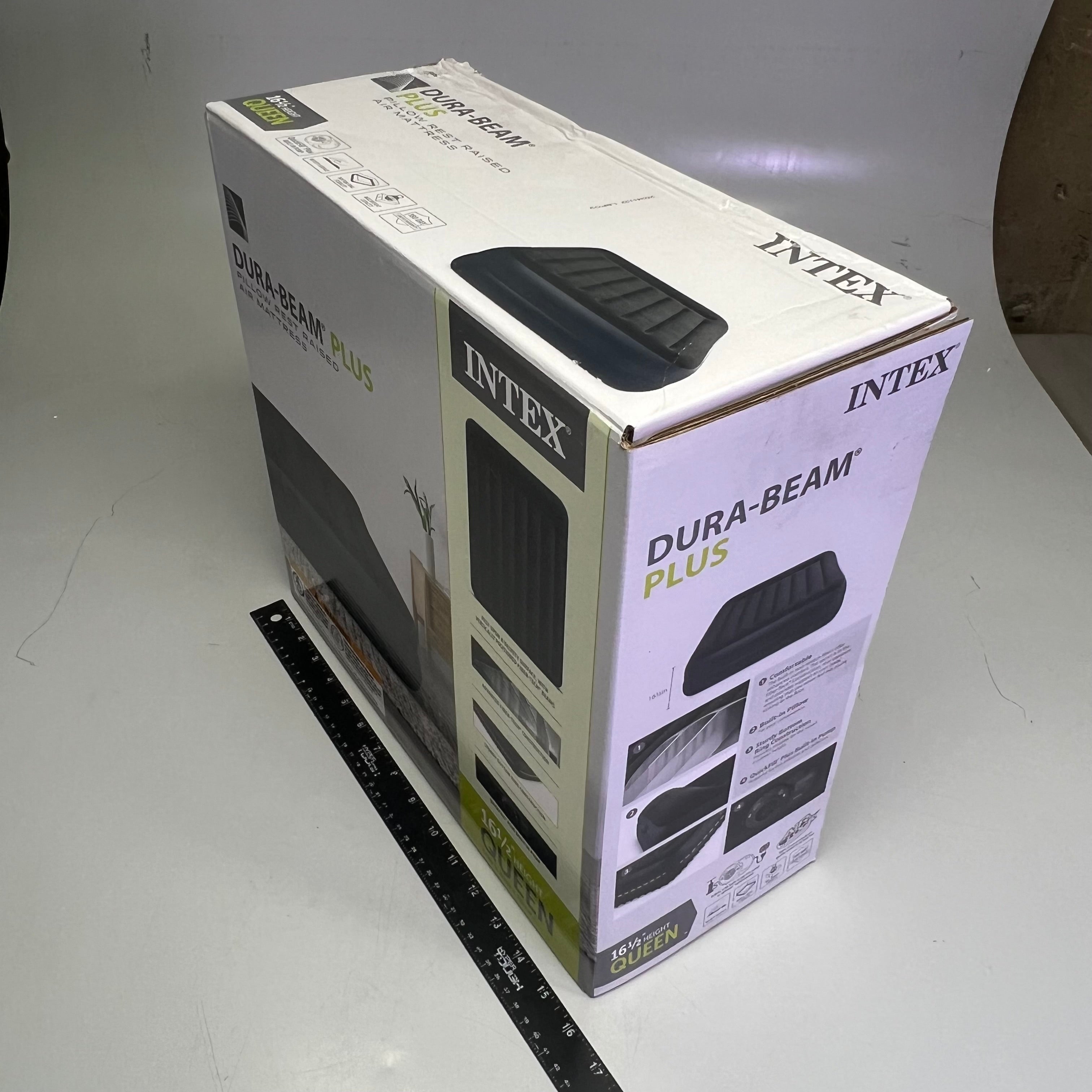 INTEX Dura-Beam Plus Pillow Rest Air Mattress Built-In Pump Queen 16.5" 64123ED