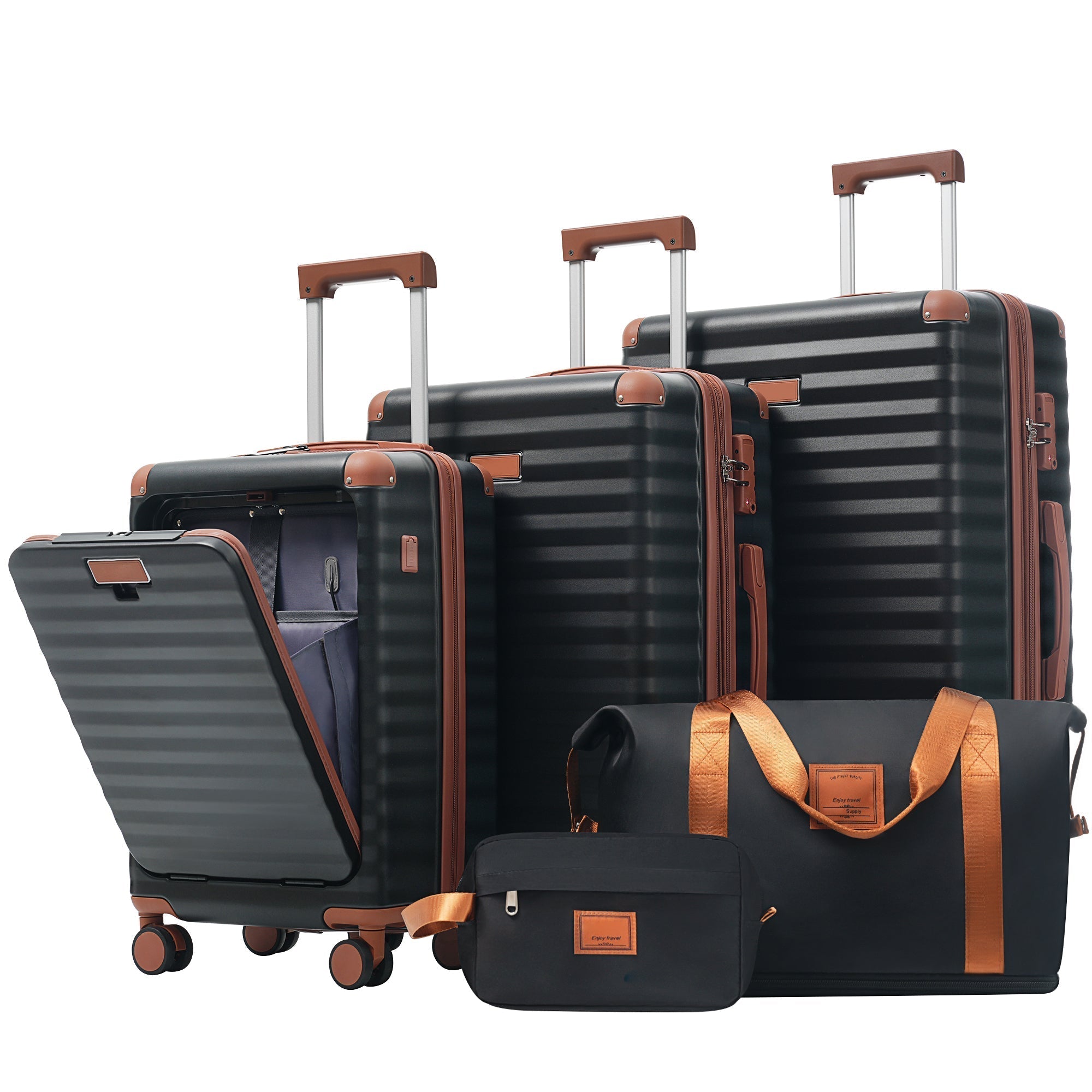 Deluxe 5-Piece Hard-Side Luggage Set with USB and TSA Locks