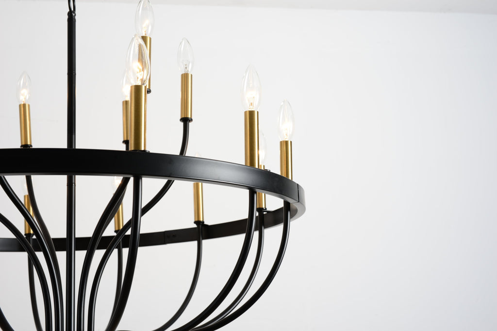 15-Light Industrial Iron Candle Chandelier Modern Farmhouse Pendant Light