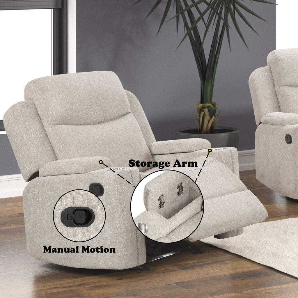 Galya Motion Glider Recliner - Light Gray