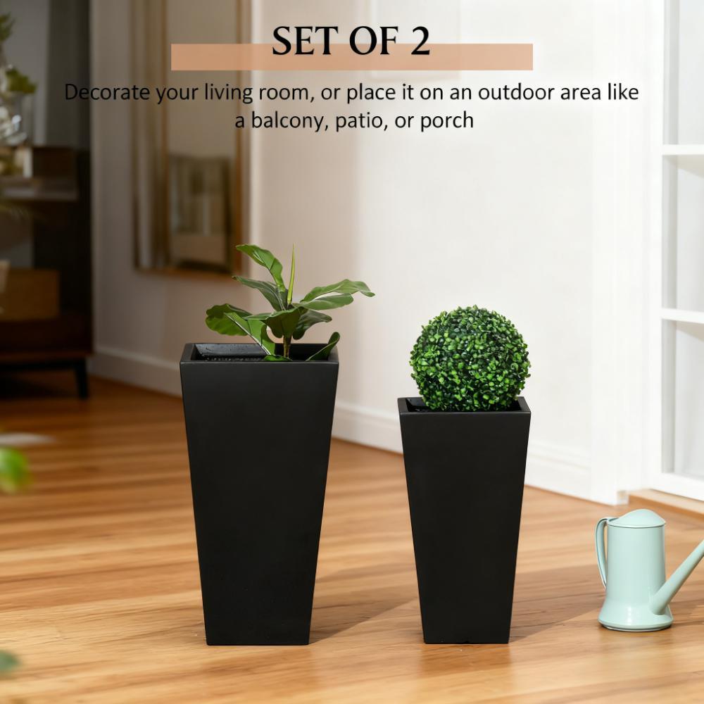 Tall Plant Pot 2-Pack Outdoor Planter Set with Drainage Holes