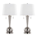 Jules - Contemporary Table Lamp Built In USB Port (Set of 2) - Nickel / White