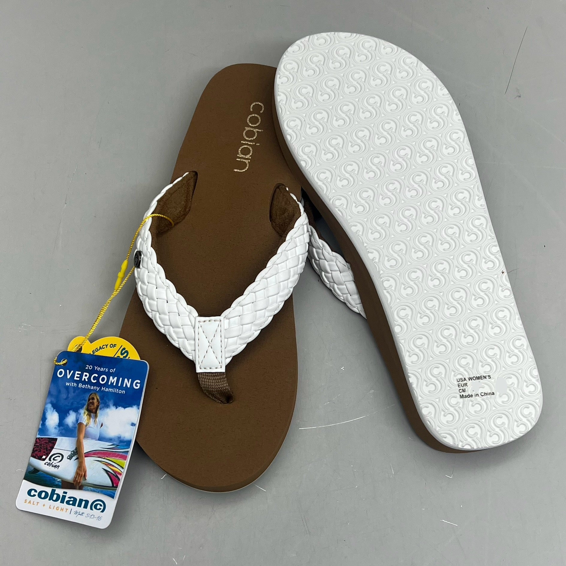 COBIAN Braided Bounce Synthetic Leather Sandals Women's Sz 9 EU 39.5 White BRB10-100-9