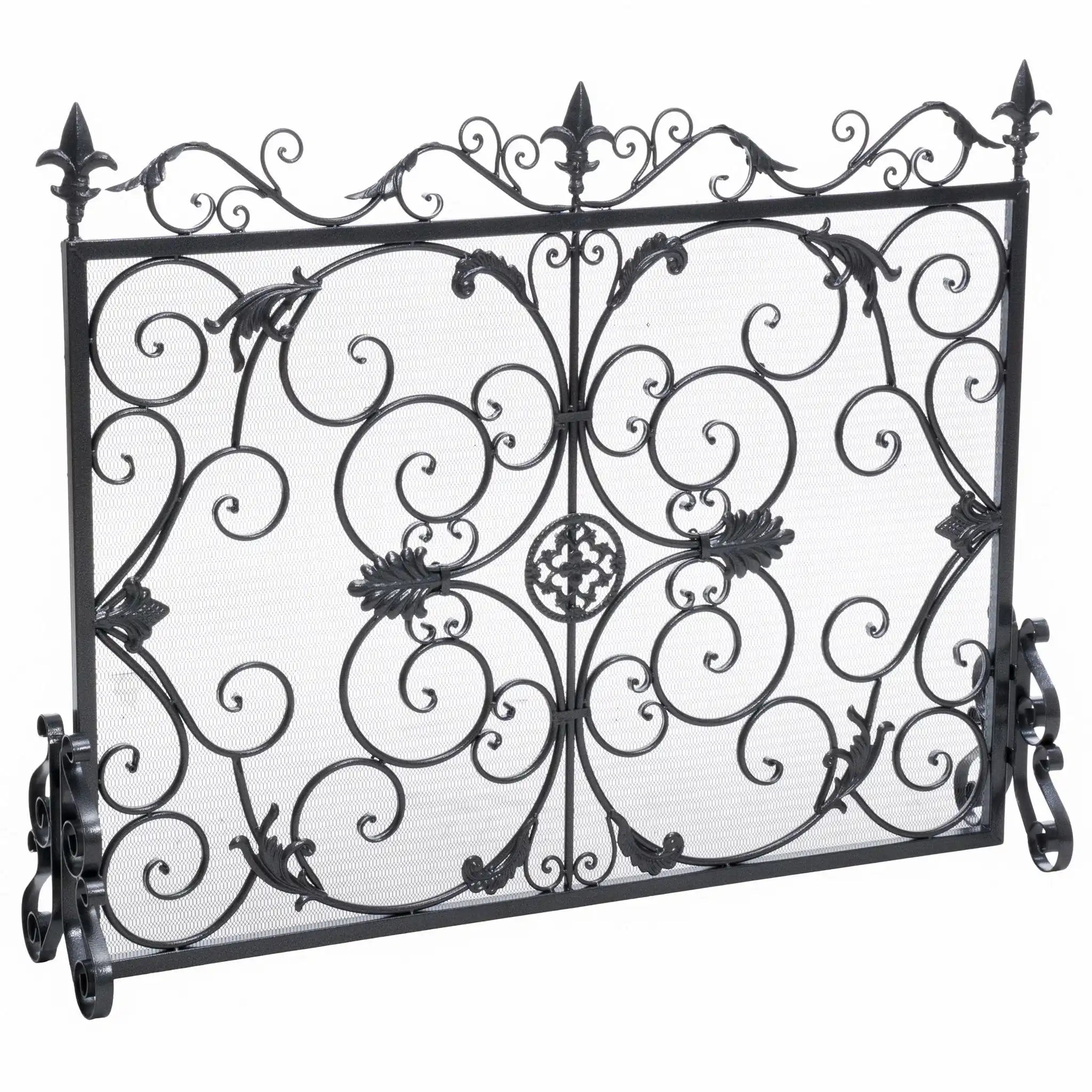 Darcie Wrought Iron Fireplace Screen Ornate Design