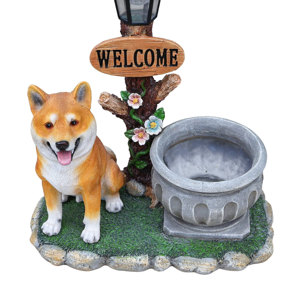 Sitting Akita Dog Planter Garden Decor