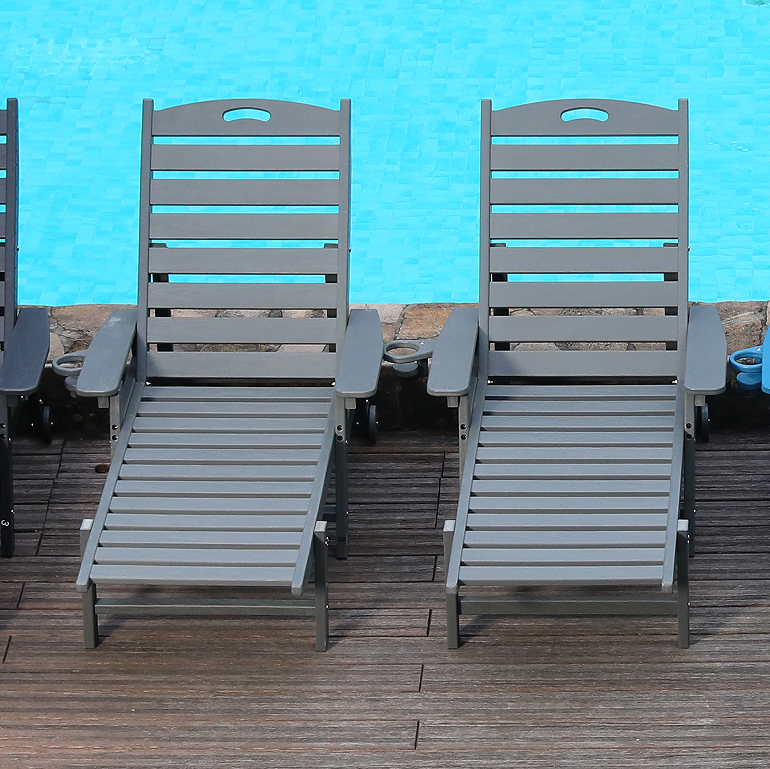 HDPE Chaise Lounge Chair Outdoor with Adjustable Backrest