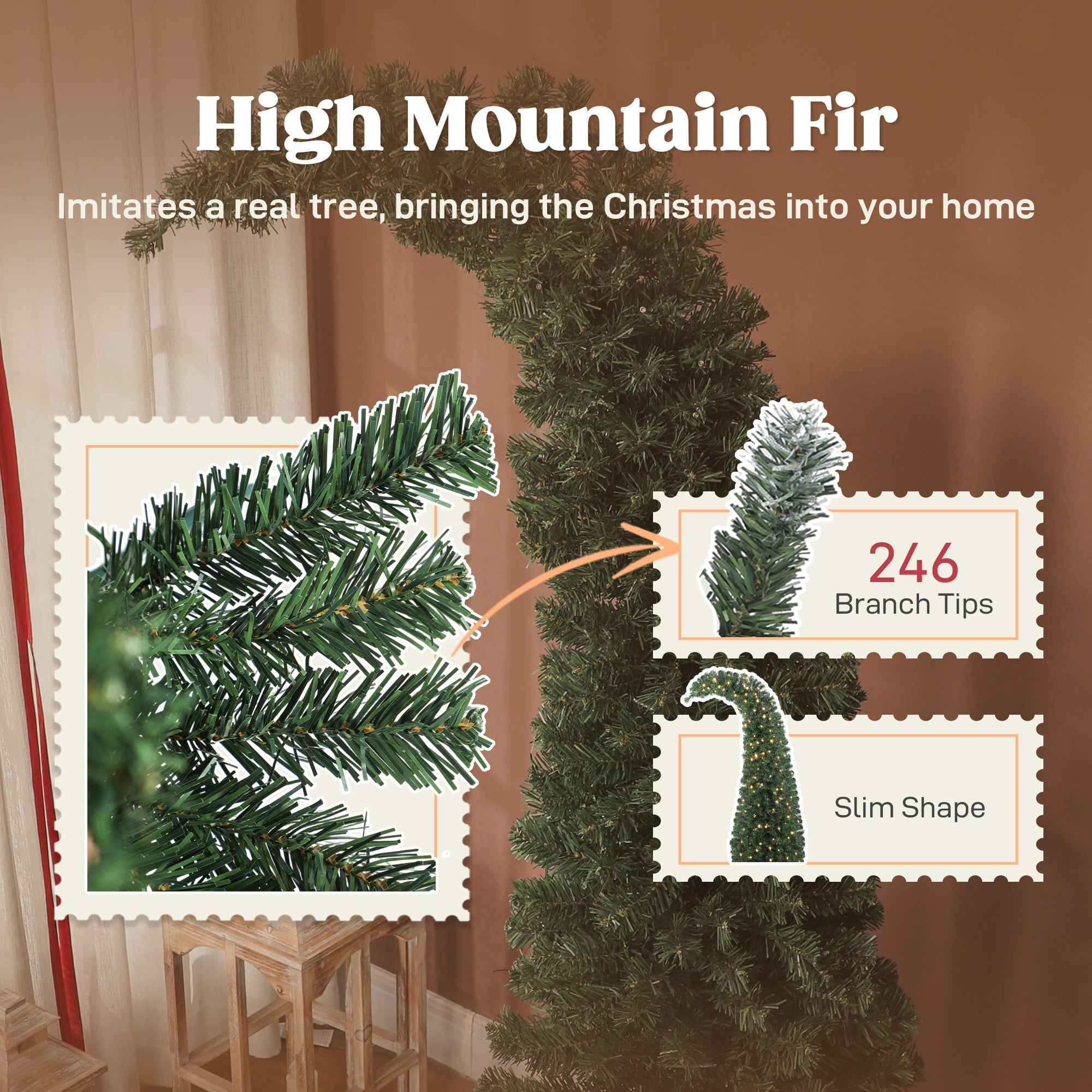 5 Ft Prelit Bent Top Christmas Tree with 300 LEDs and Metal Stand