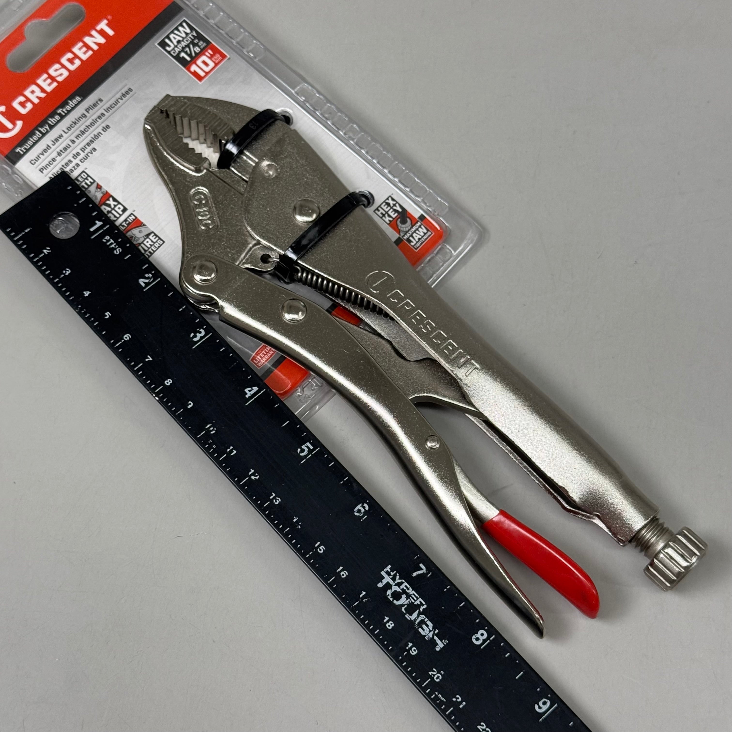 CRESCENT (New) 10" Curved Jaw Locking Pliers with Wire Cutter