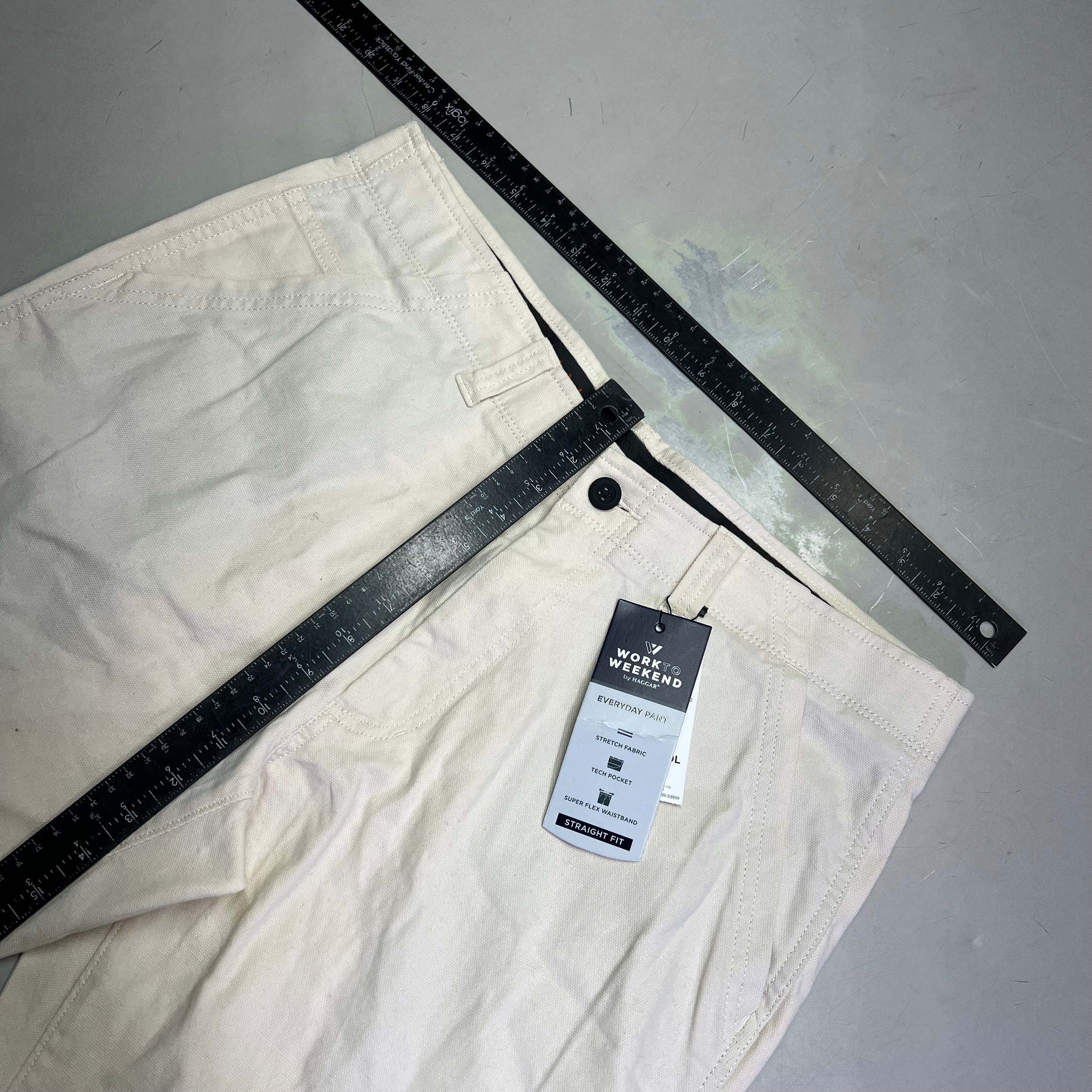 HAGGAR Work To Weekend Everyday Pant Straight Fit Men's Sz 36W X 30L 107 Natural