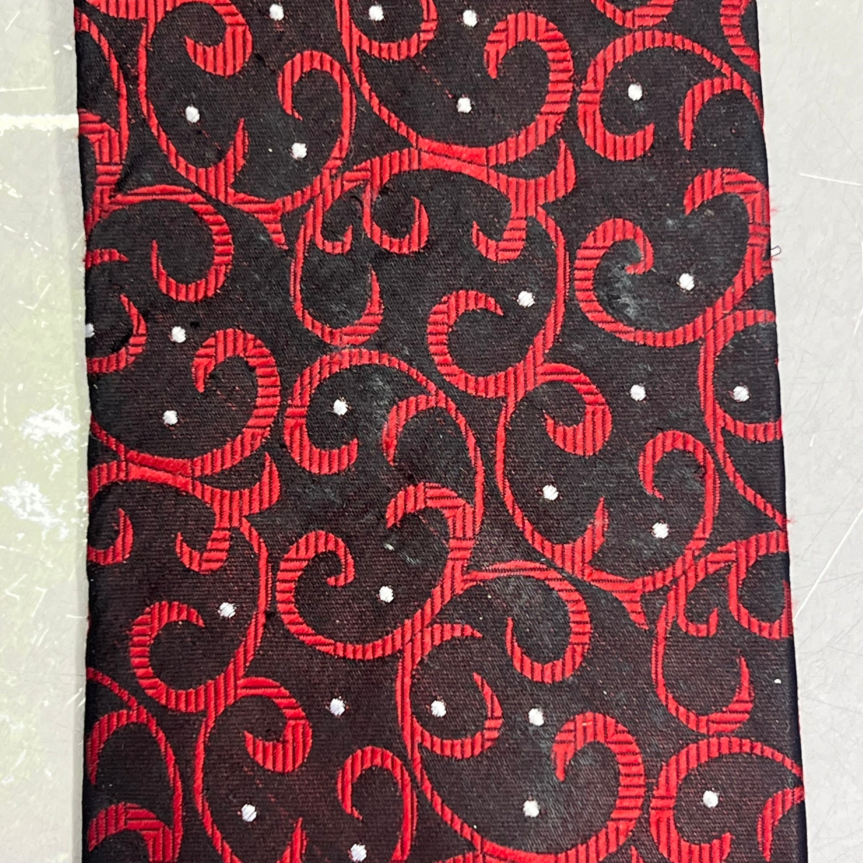 ALEXANDER JULIAN COLOURS Swirl Pattern Polyester Tie 60" Red/Black (Pre-Owned)