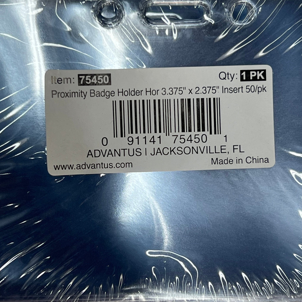 ZA@  ADVANTUS  (50 PACK) Proximity Badge Holders 3.375"x2.375" Clear 75450