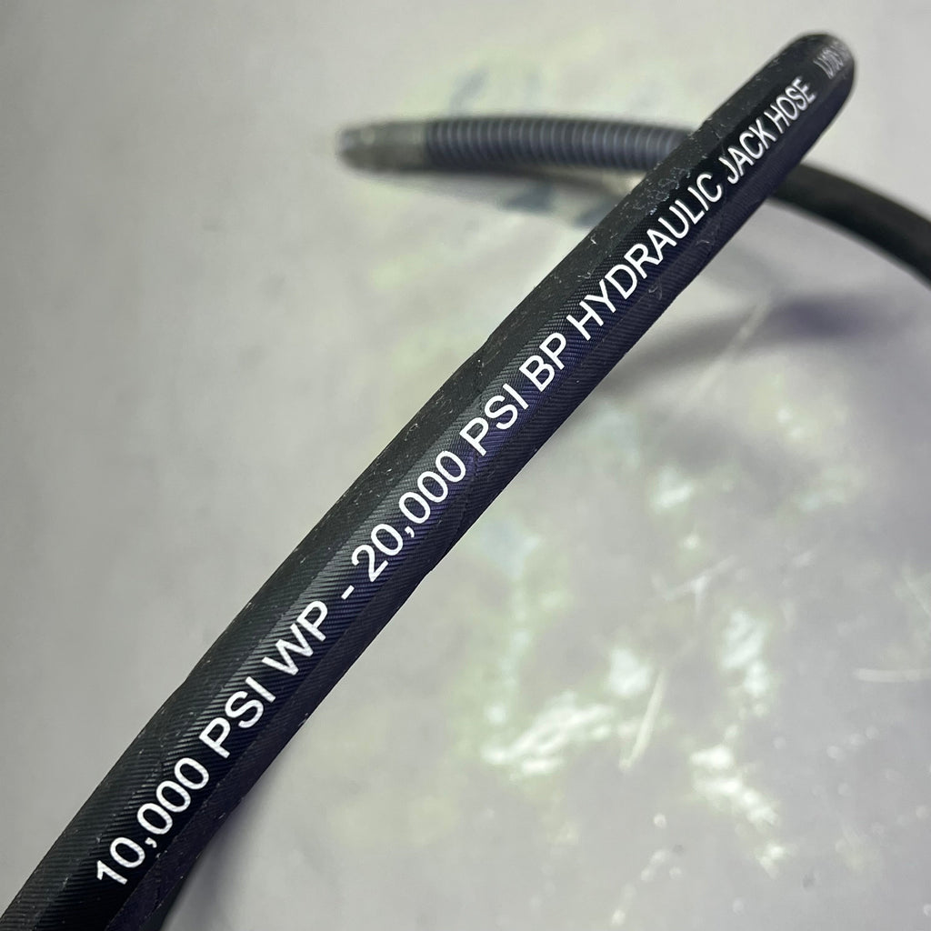FLEXTRAL Hydraulic Jack Hose 10,000 PSI WP - 20,000 PSI BP 3/8" x 8' Black HJ-06