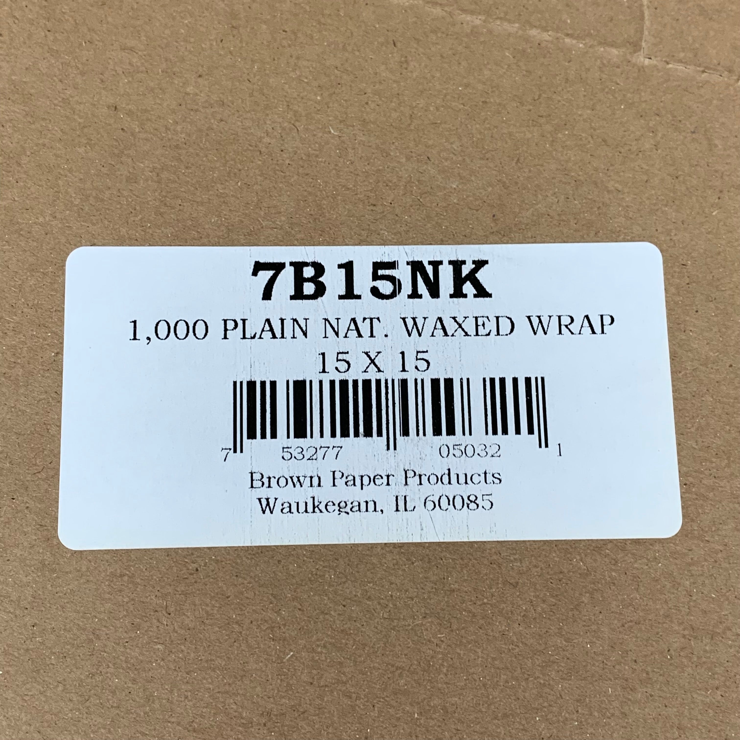 BROWN PAPER GOODS (3,000 PACK) Plain Dry Wax Kraft Sandwich Wrap 15"x15" 7B15NK