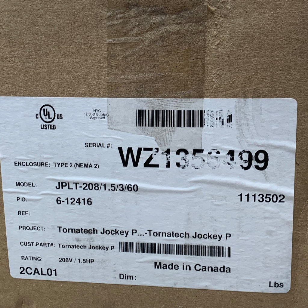 TORNATECH Jockey Pump Controller 12"x9" As-is (see images) Red JPLT-208/1.5/3/60