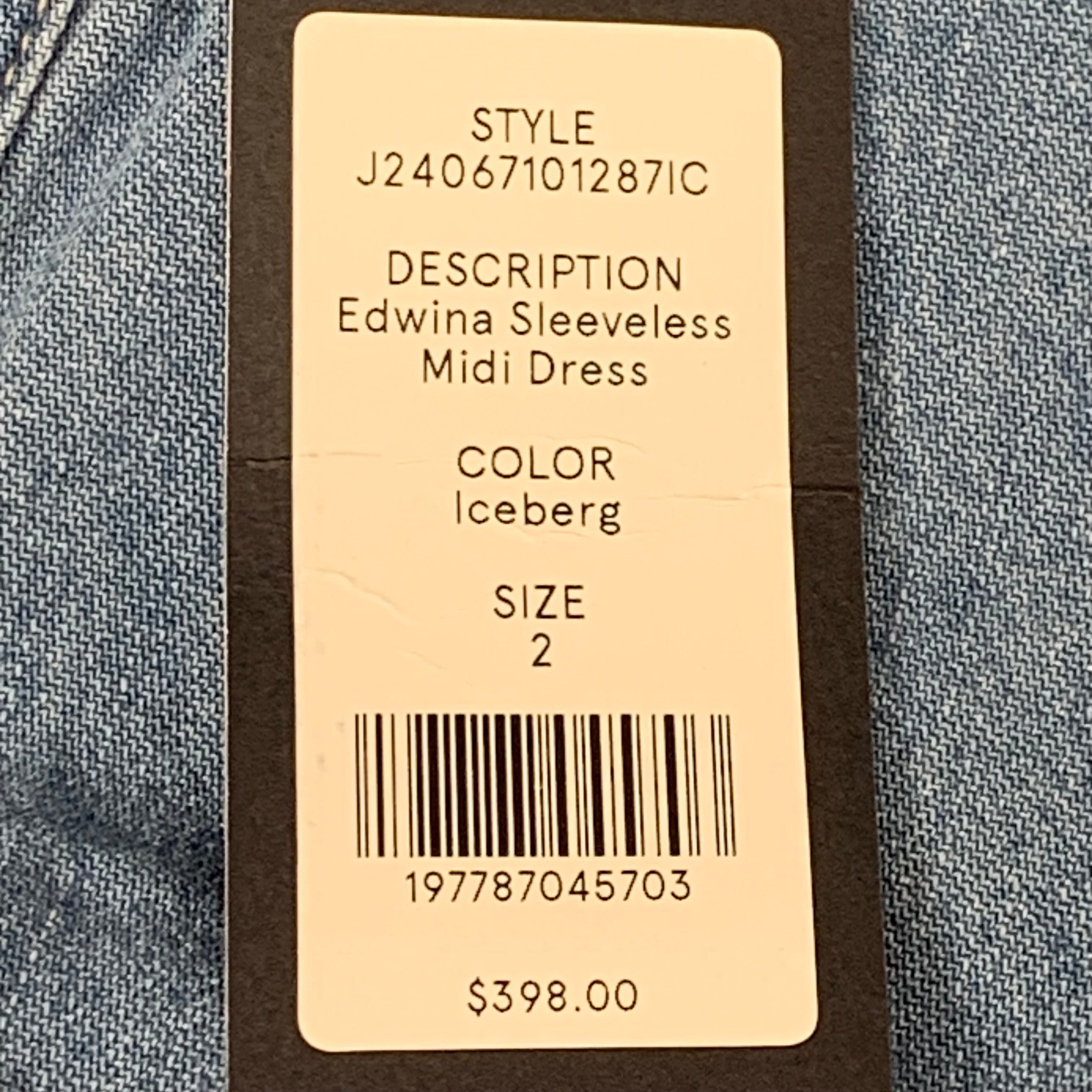 VERONICA BEARD Jeans Edwina Sleeveless Midi Dress Sz-2 Iceberg J24067101287IC