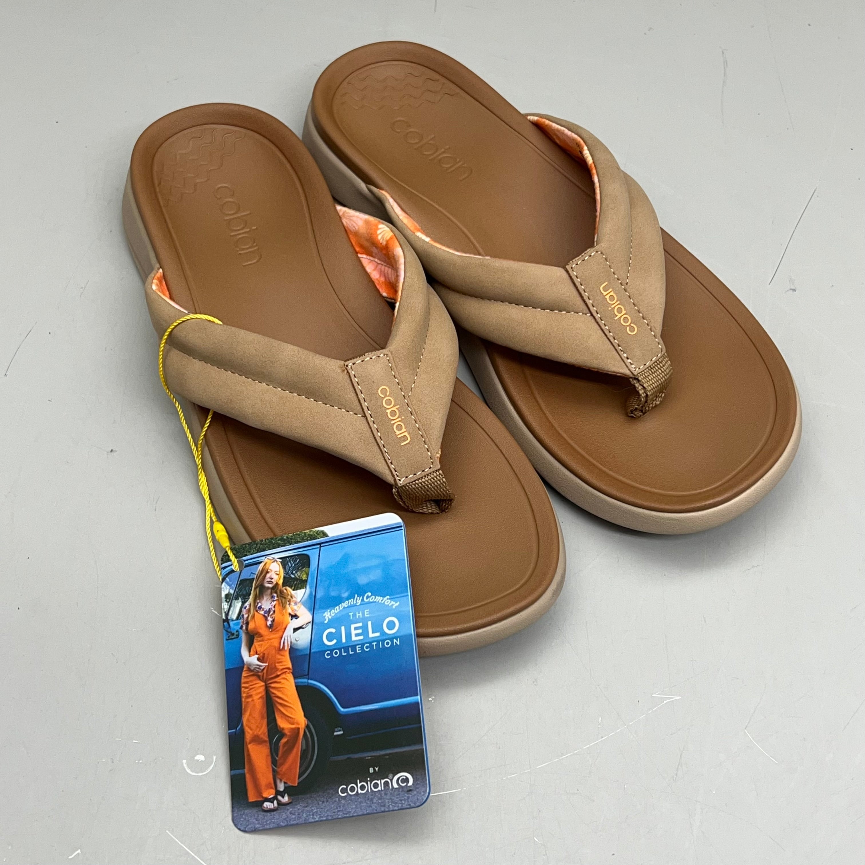 COBIAN Darby Synthetic Suede Strap Sandals Women's Sz 8, EU 38 Tan DAR24-230-8