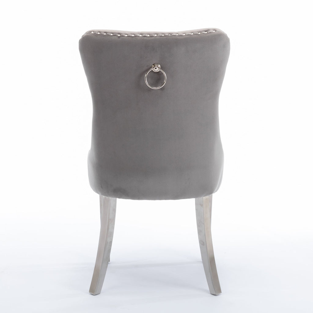 A&A Furniture Nikki Collection Modern Velvet Upholstered Dining Chairs - Set of 2
