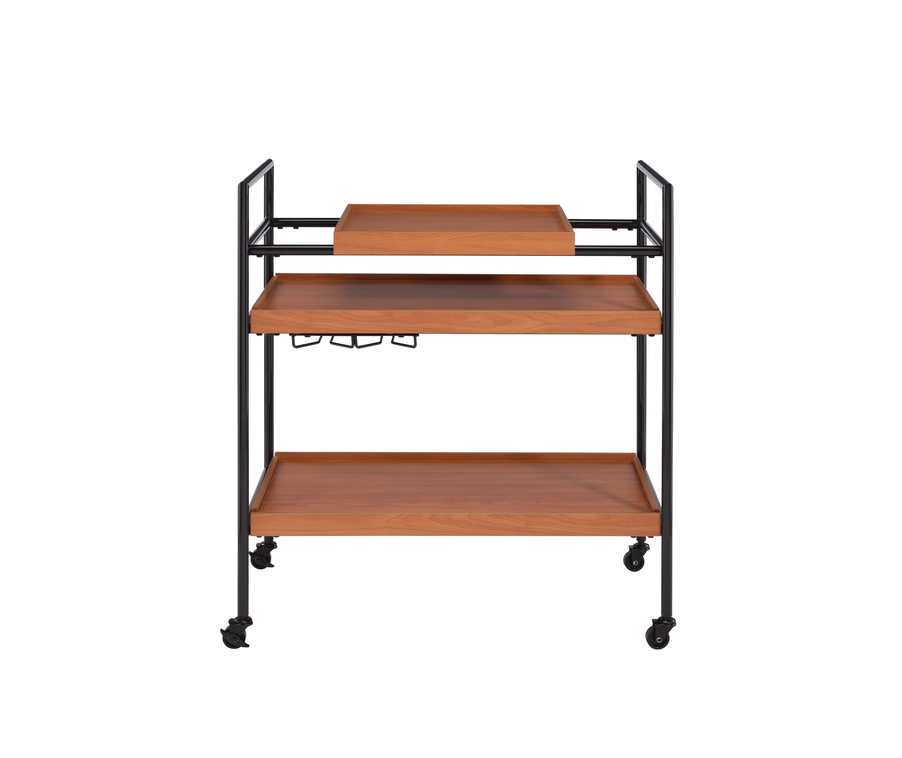 Oaken Honey Oak & Black Finish Serving Cart
