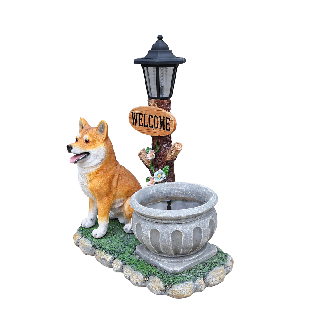 Sitting Akita Dog Planter Garden Decor