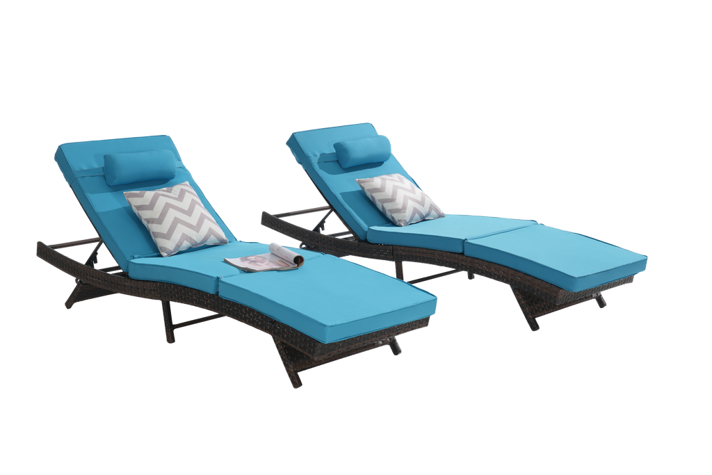 Outdoor Wicker Reclining Chair Set of 2