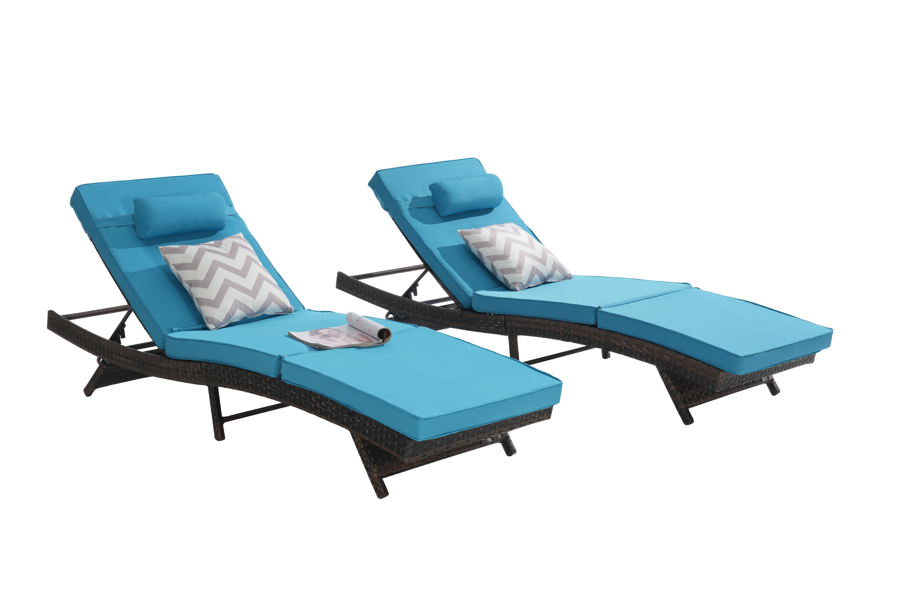 Outdoor Wicker Reclining Chair Set of 2