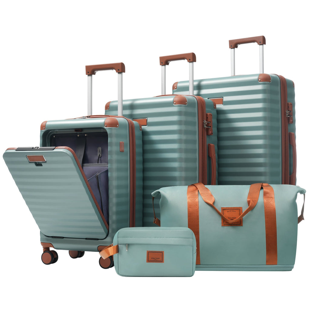 Deluxe 5-Piece Hard-Side Luggage Set with USB and TSA Locks