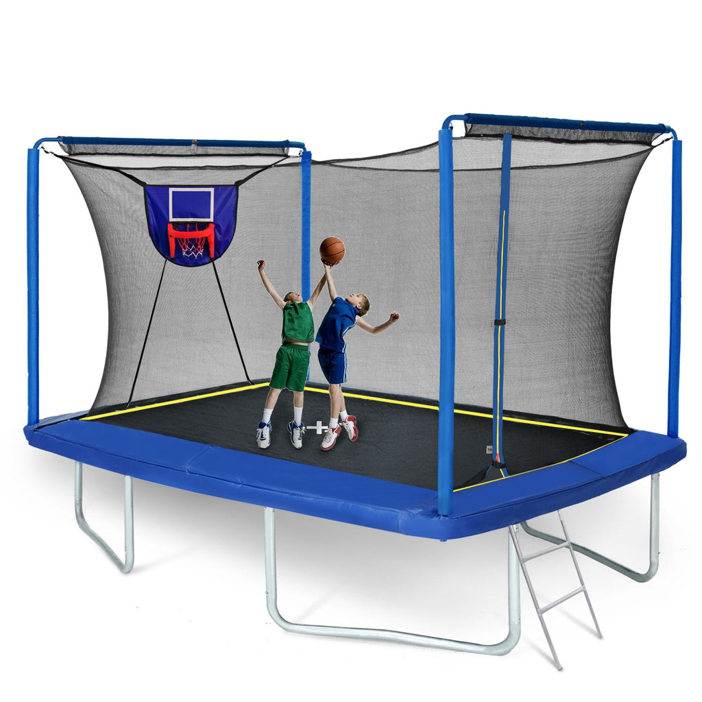 New YC 8ft by 12ft Rectangular Trampoline with Basketball Board and Ladder