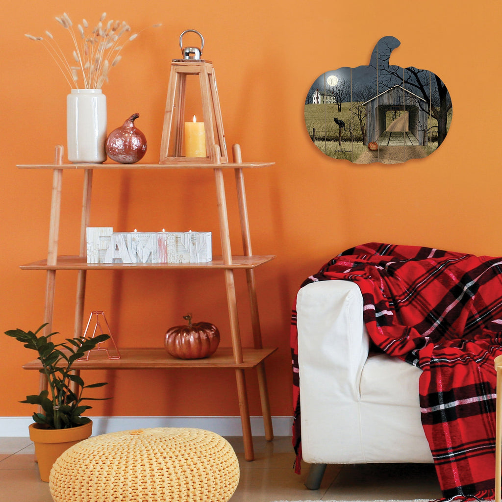 Sleepy Hollow Bridge Printed Wooden Pumpkin Wall Art
