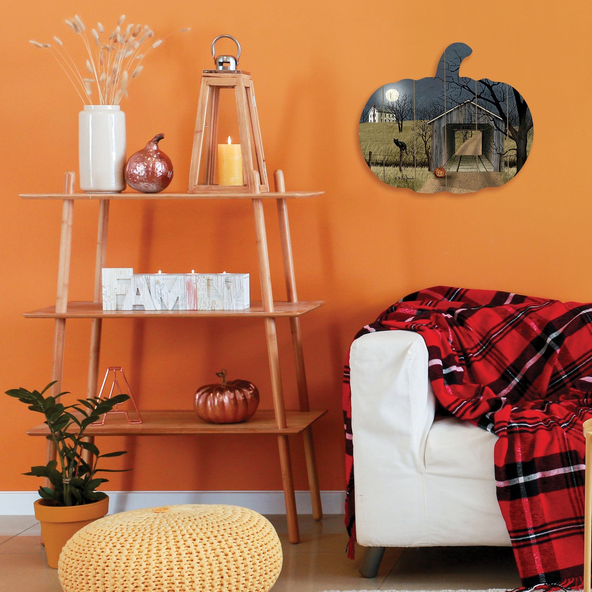 Sleepy Hollow Bridge Printed Wooden Pumpkin Wall Art