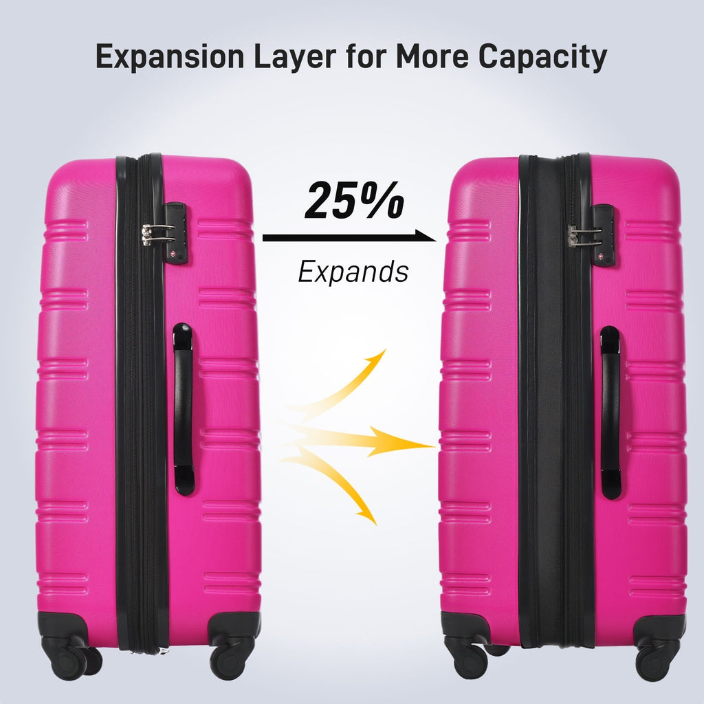 Hardshell Luggage Sets 2 Pieces + Bag Spinner Suitcase With TSA Lock Lightweight - Pink