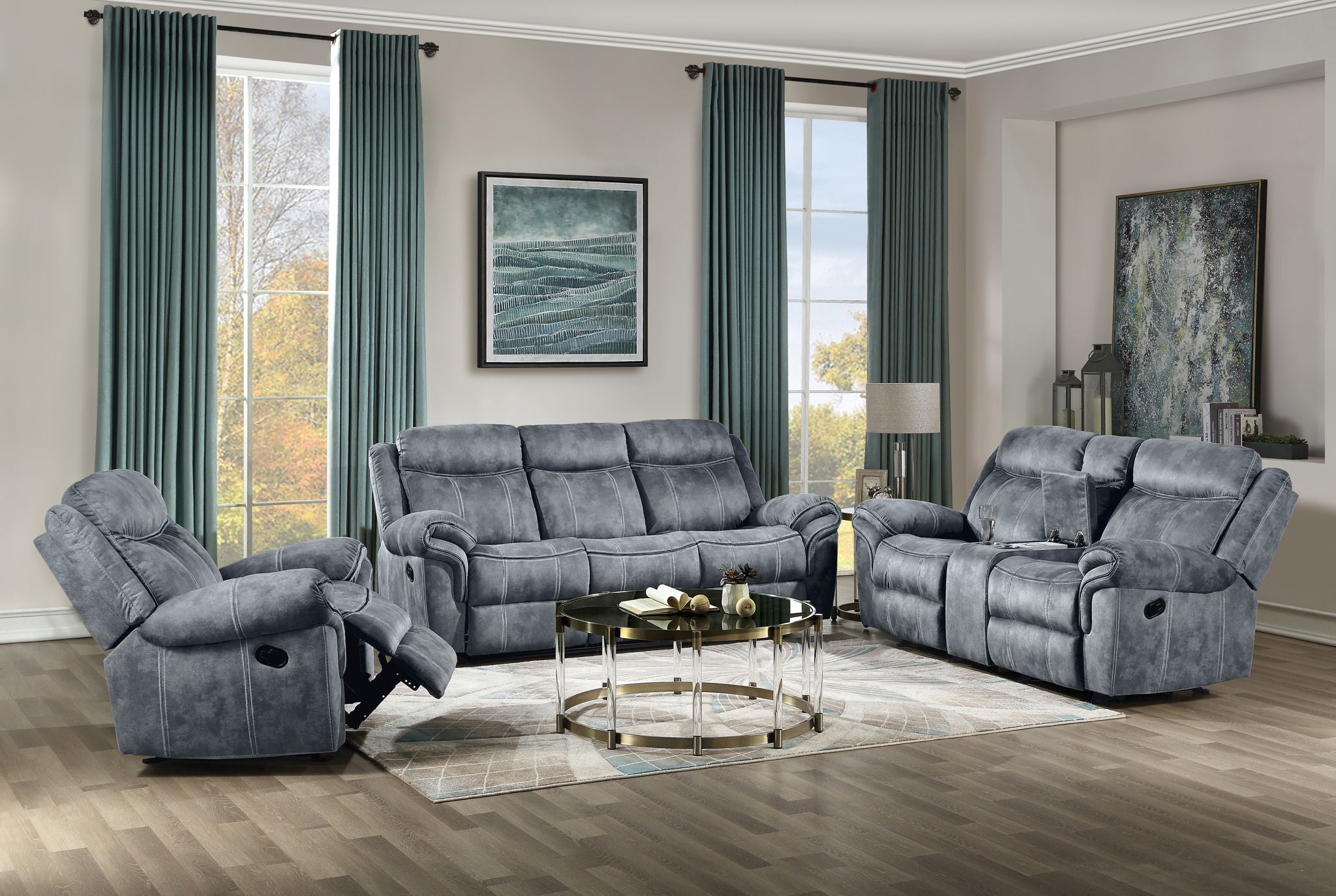 Zubaida Two Tone 3 Piece Recliner Living Room Set