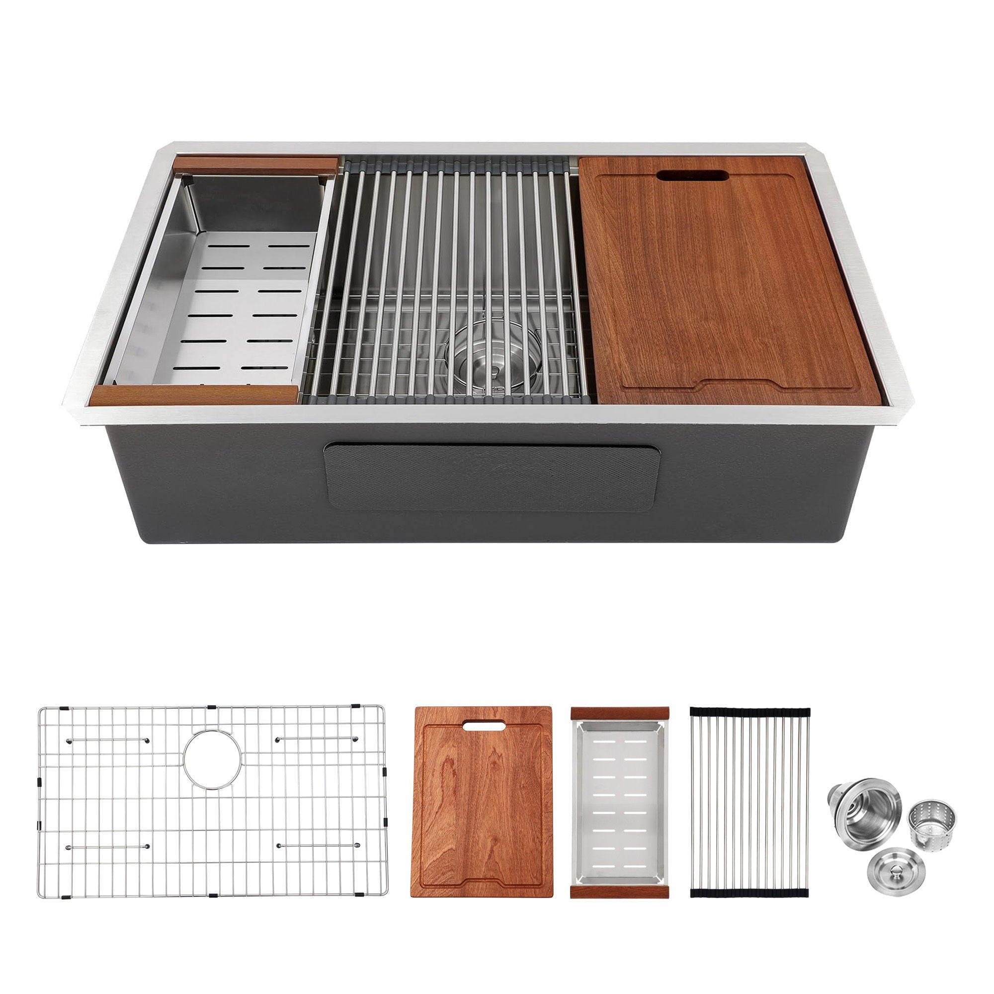 Single Bowl Undermount Workstation Kitchen Sink with Accessories