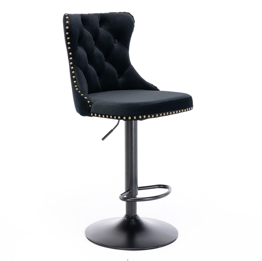 Swivel Barstools Adjusatble Seat Height, Modern Upholstered Bar Stools With Backs Comfortable Tufted For Home Pub And Kitchen Island (Set of 2)