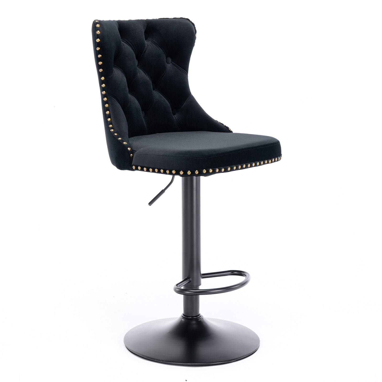 Swivel Barstools Adjusatble Seat Height, Modern Upholstered Bar Stools With Backs Comfortable Tufted For Home Pub And Kitchen Island (Set of 2)