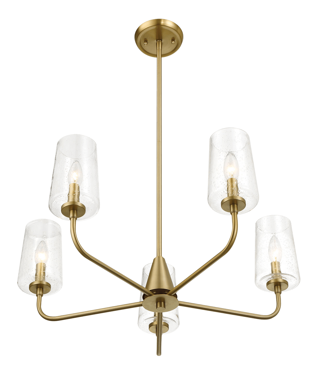 Dazzle Five Lights Chandelier With Clear Seeded Glass - Satin Brass