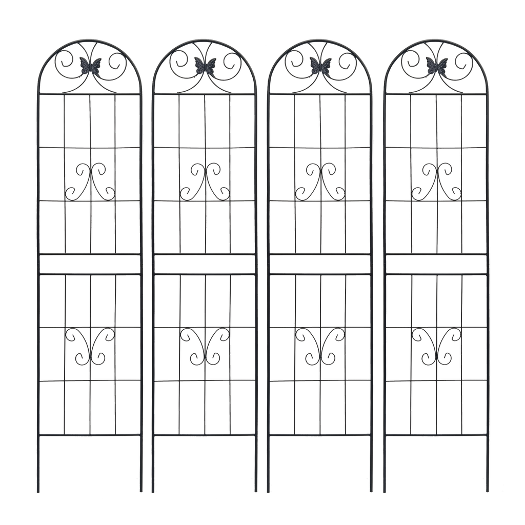4 Pack Metal Garden Trellis 86.7" x 19.7" Rustproof Trellis for Climbing Plants Outdoor Flower Support Black