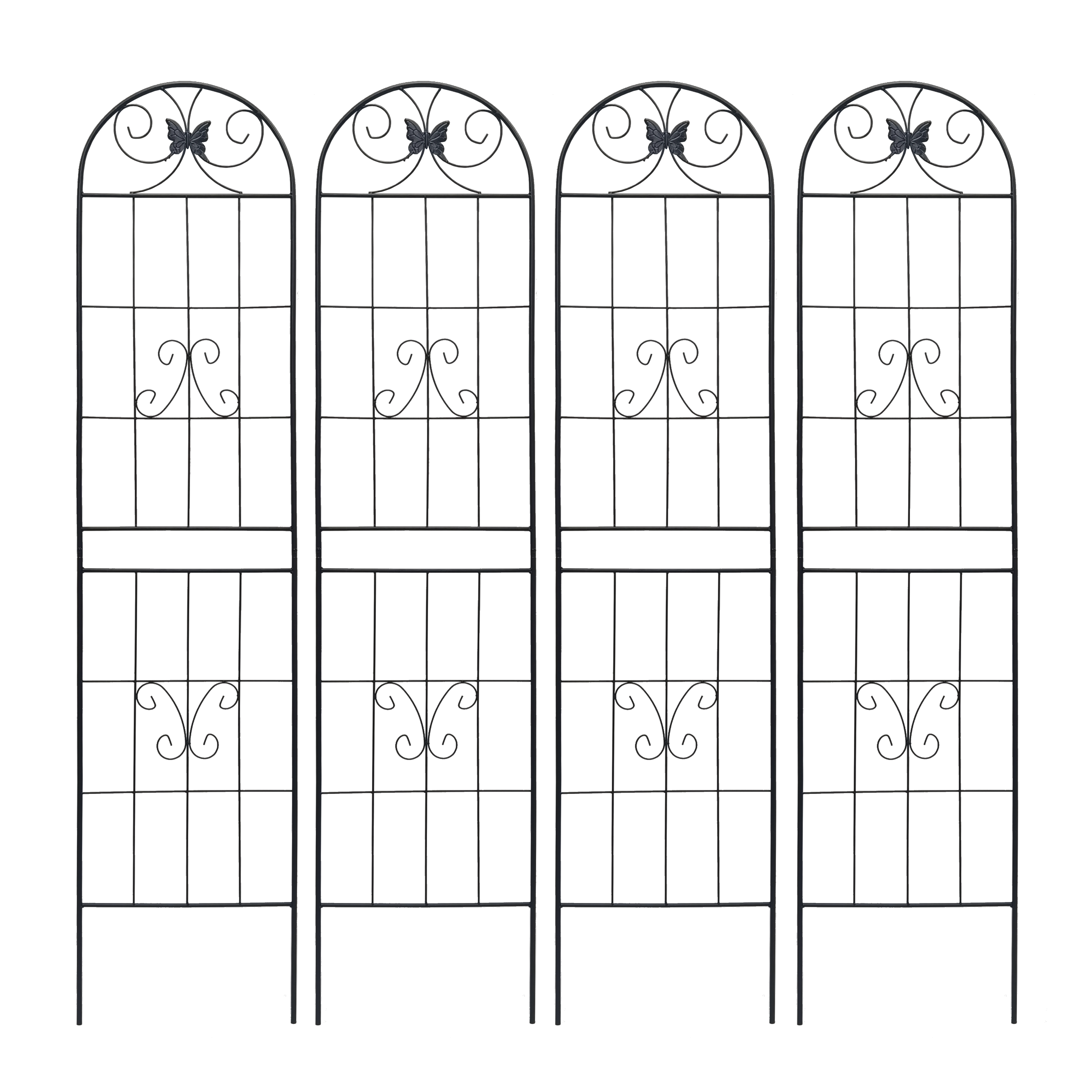 4 Pack Metal Garden Trellis 86.7" x 19.7" Rustproof Trellis for Climbing Plants Outdoor Flower Support Black