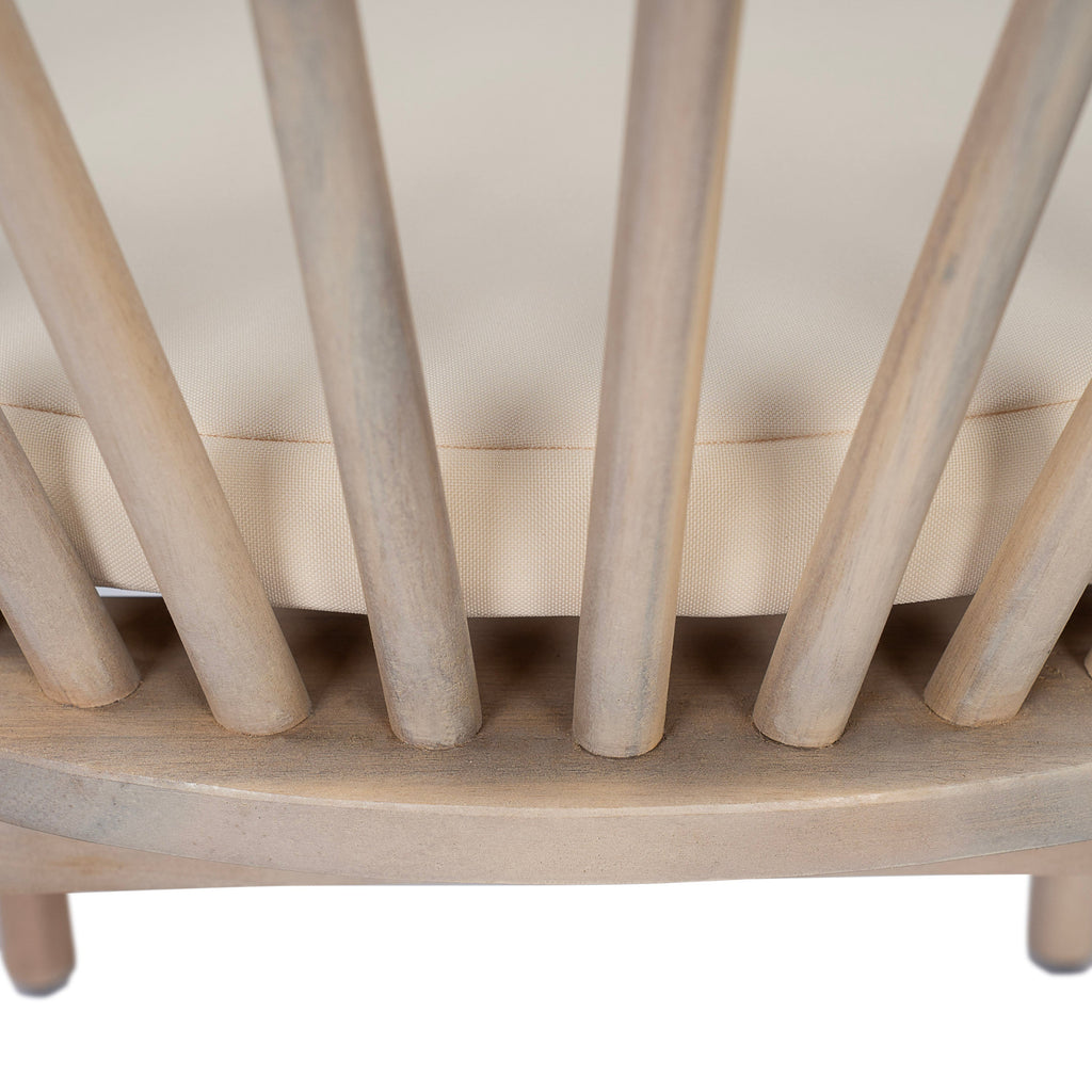 Outdoor Dining Chairs Set of 2 with Acacia Wood and Cream Washable Cushions