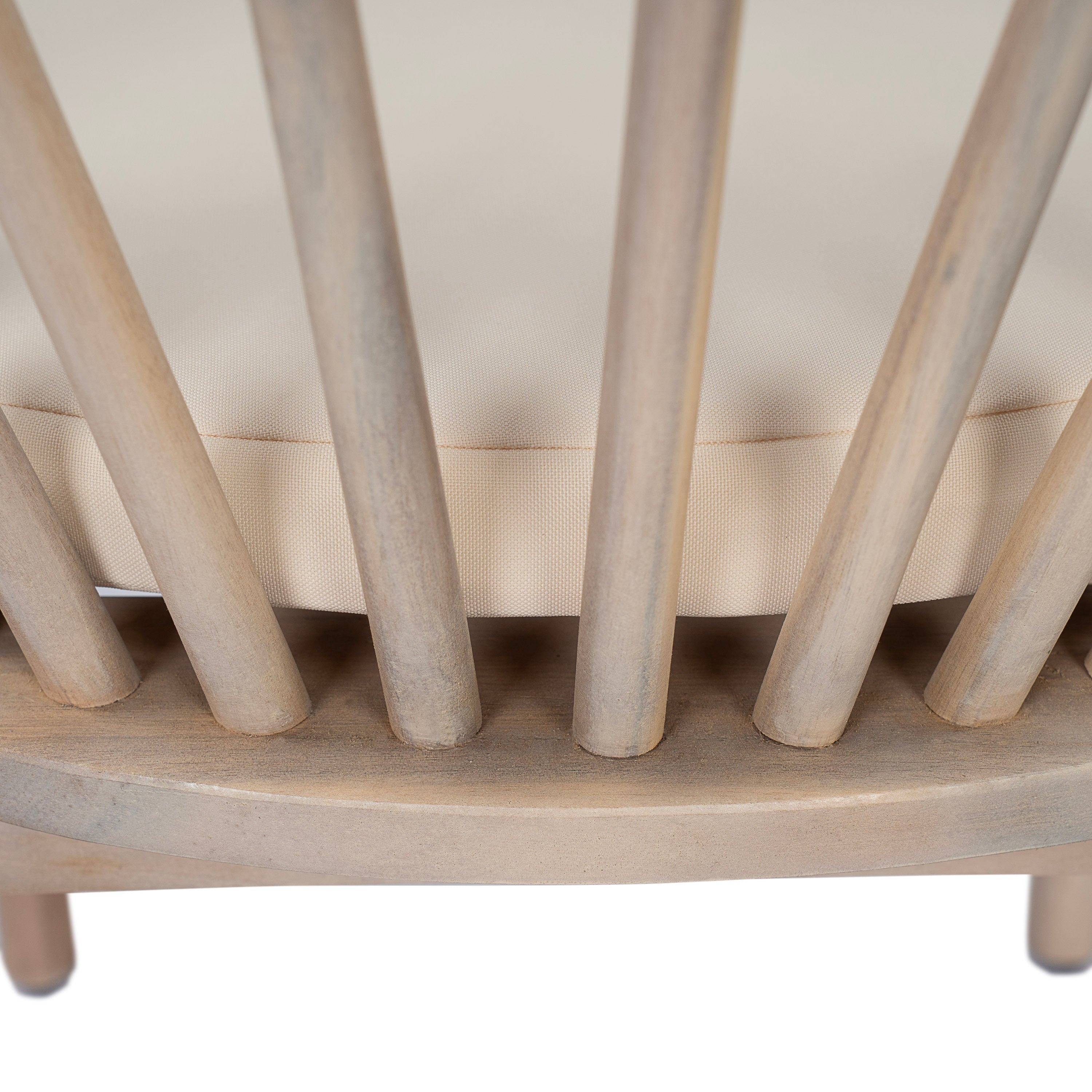 Outdoor Dining Chairs Set of 2 with Acacia Wood and Cream Washable Cushions