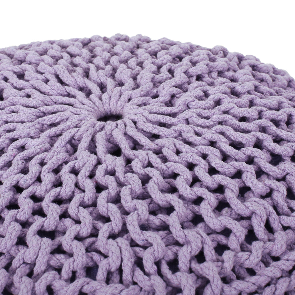 Bordeaux - Knitted Round Pouf Ottoman