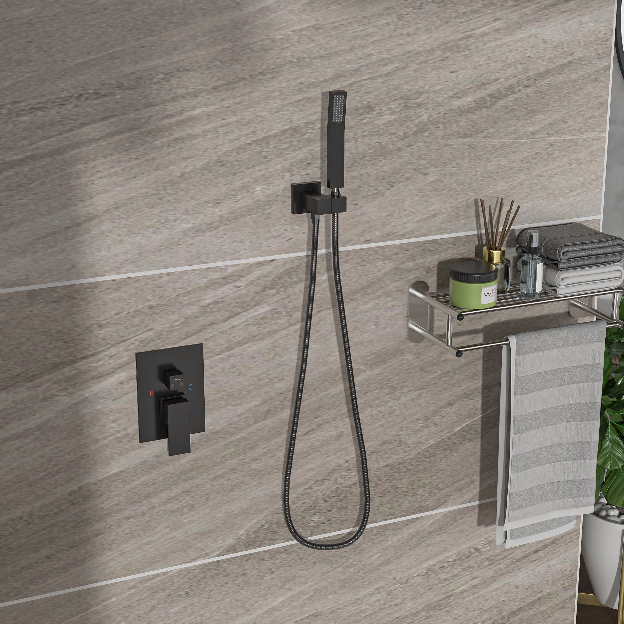 Dual Shower Head 16" Ceiling Mount Square Shower System With Rough In Valve