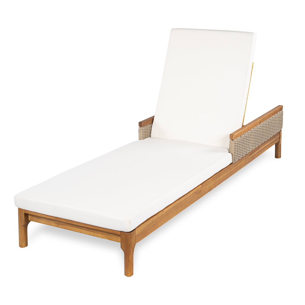 76.8" Solid Acacia Wood Sun Lounger Set of 2 with Cushions