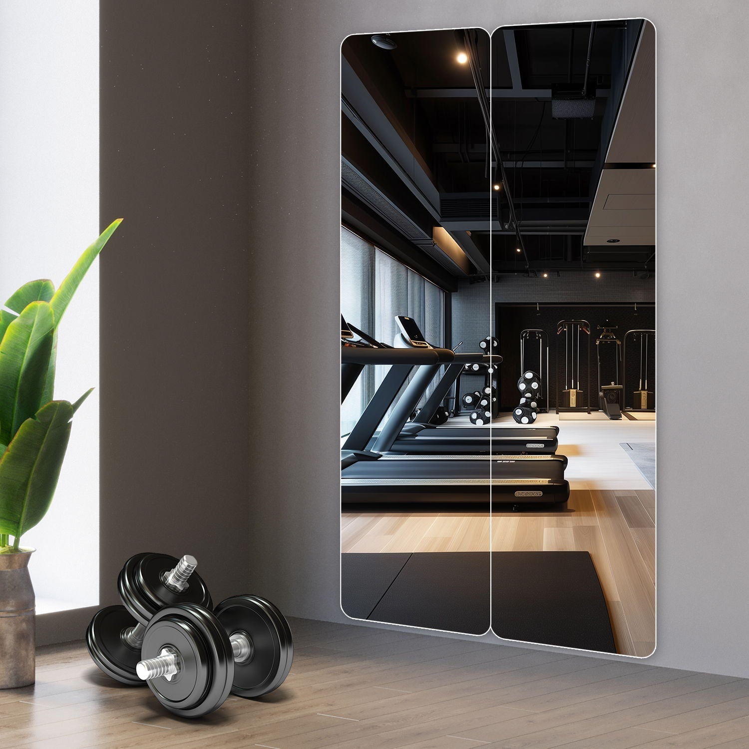 Full Body Round Corner Mirror For Living Room
