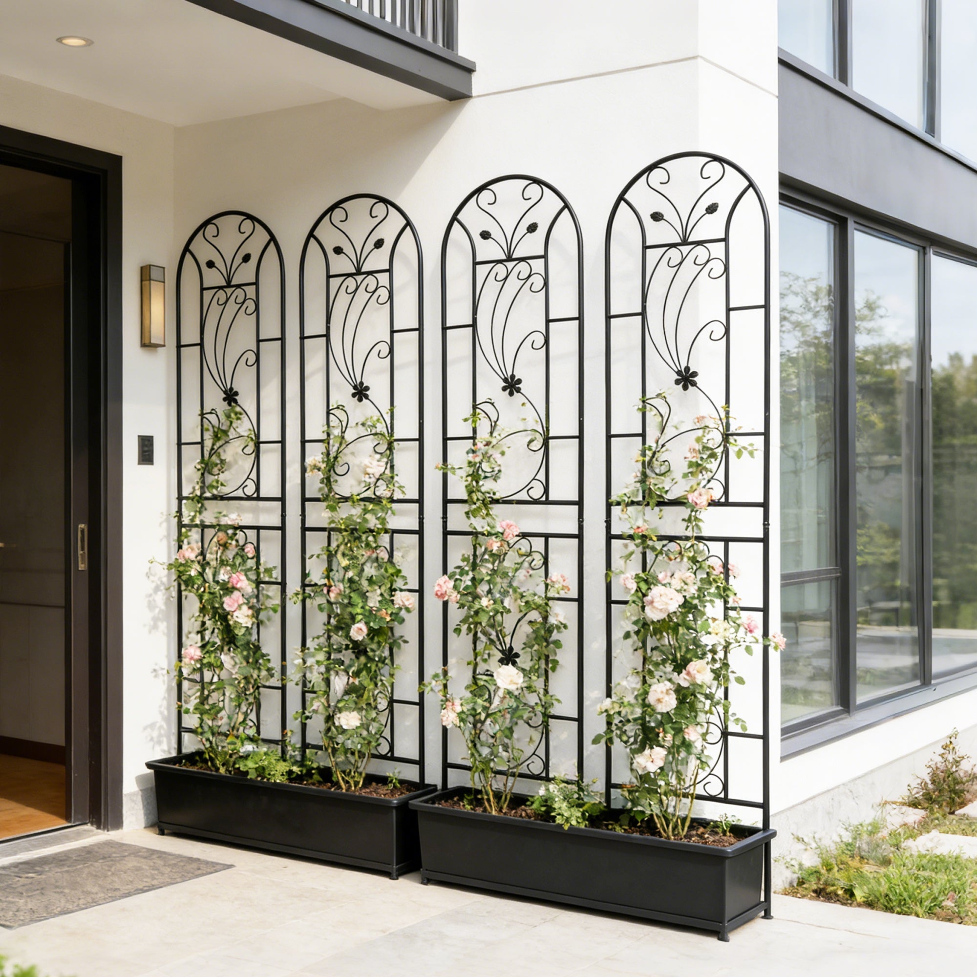 4 Pack Metal Garden Trellis 86.7'' x 19.7'' Rustproof Black