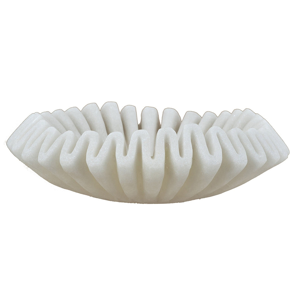 D9.5x2.5' Wavy Sand and Resin Bowl with Textured White Finish