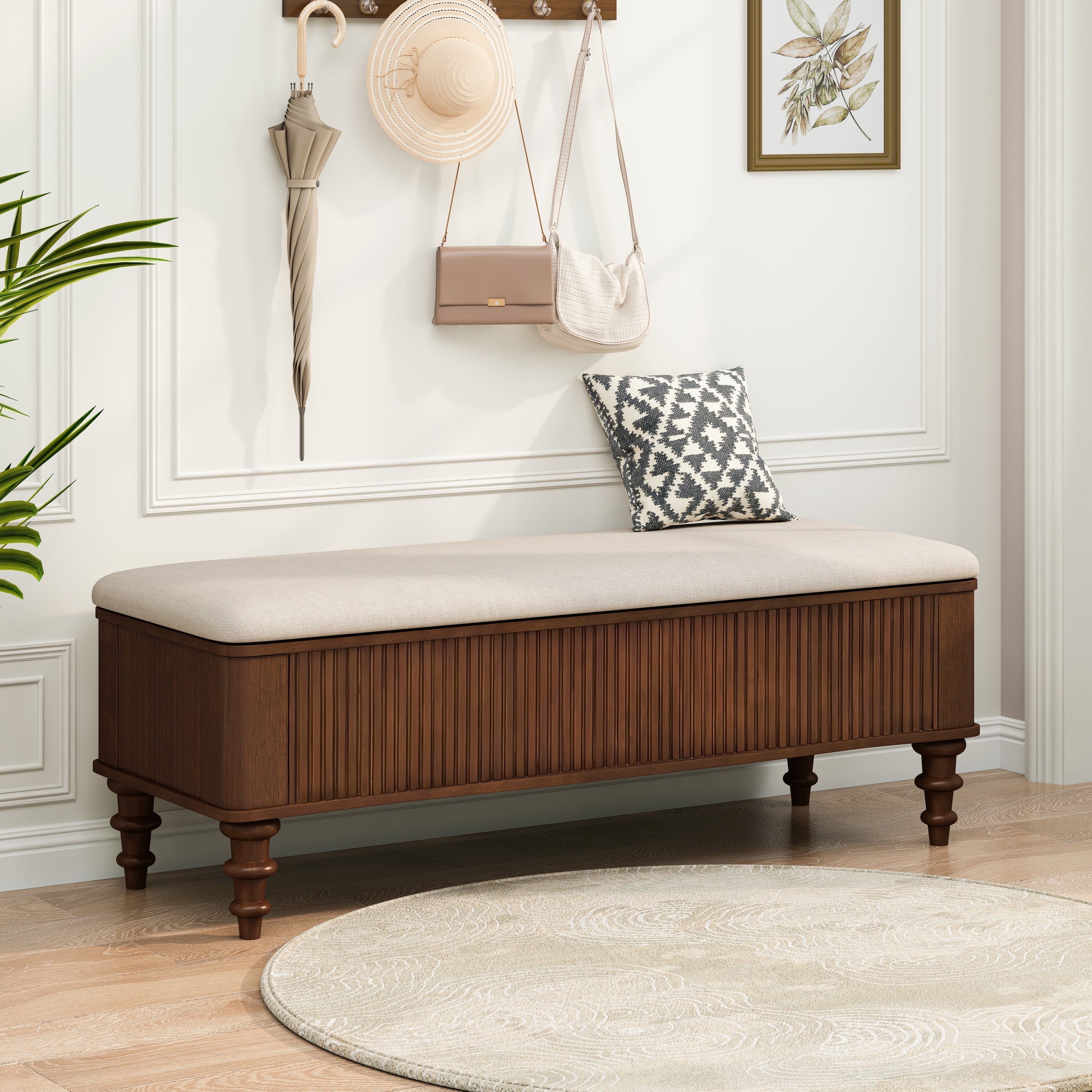 50.8-Inch Multi-Functional Storage Ottoman Bench