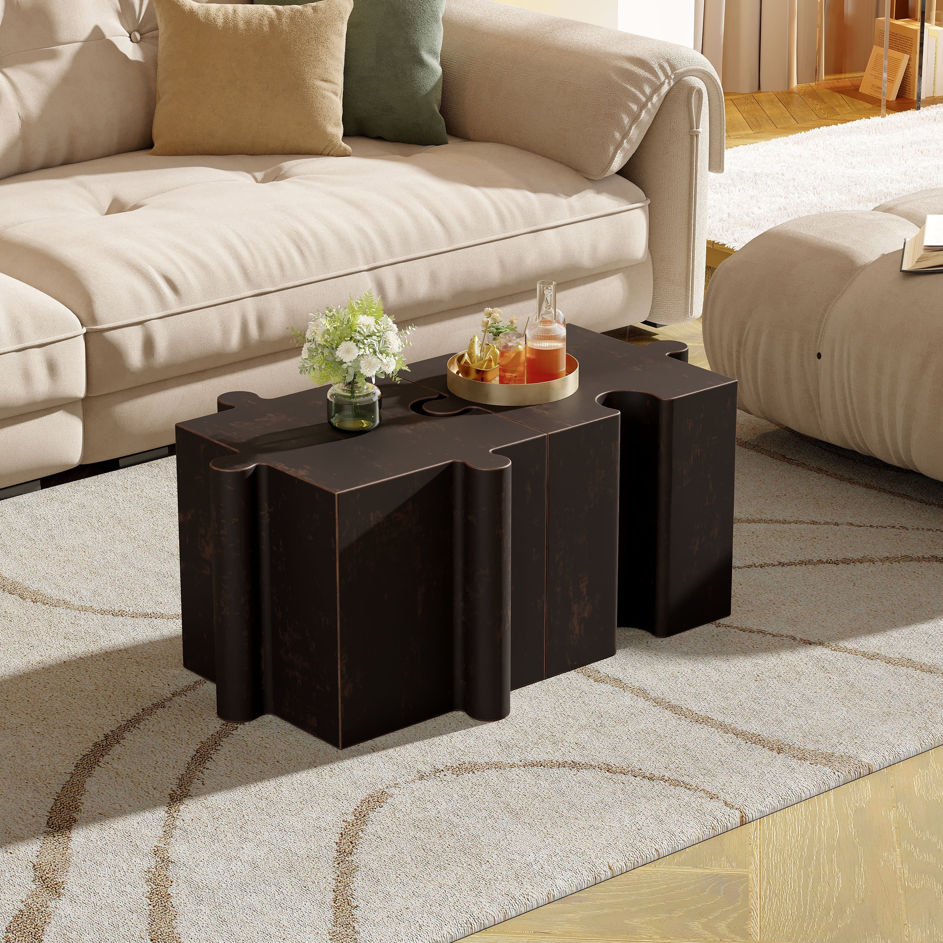 3-Piece Artistic Puzzle Table Set